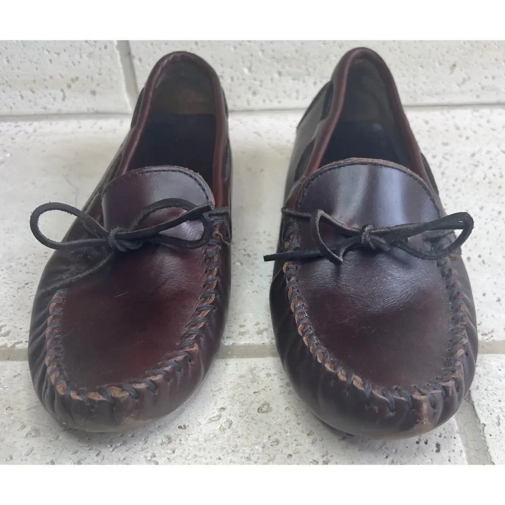 Minnetonka Moosehide Driver Slipper Loafer Moccassin 798 Chocolate Brown Sz 9